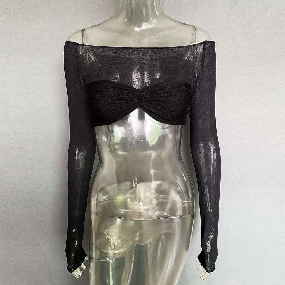 Spring/Summer Hot Women's One Piece Neck Perspective Chest Wrapping Short Top 2025 New Casual Fashion Trendy Clothing