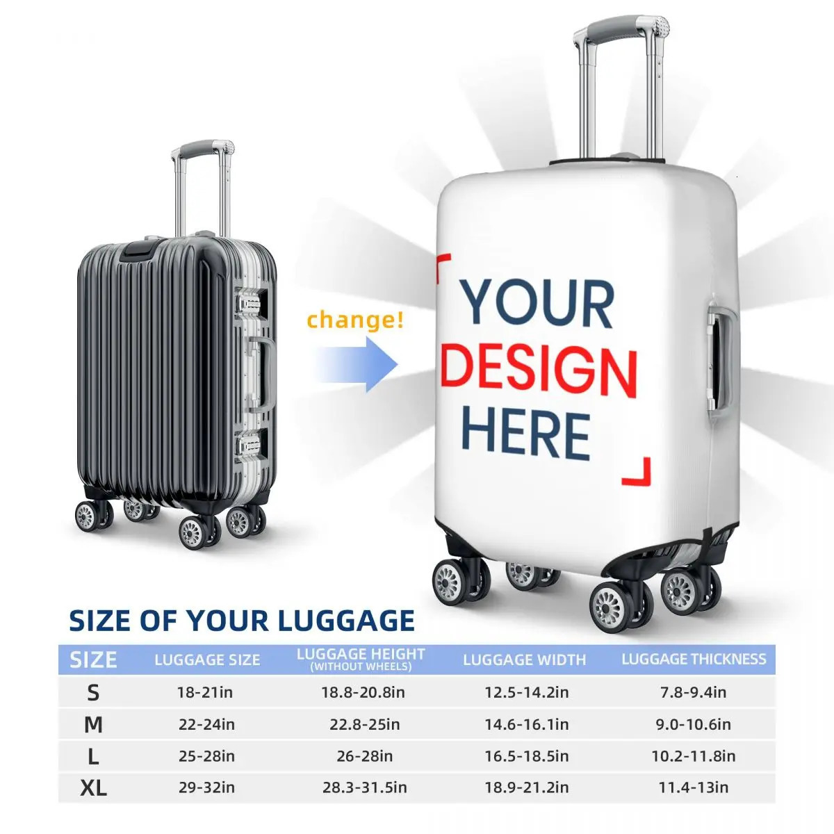Custom Customize Luggage Cover Elastic Your Here Travel Suitcase Protective Covers Suit For 18-32 inch 250214