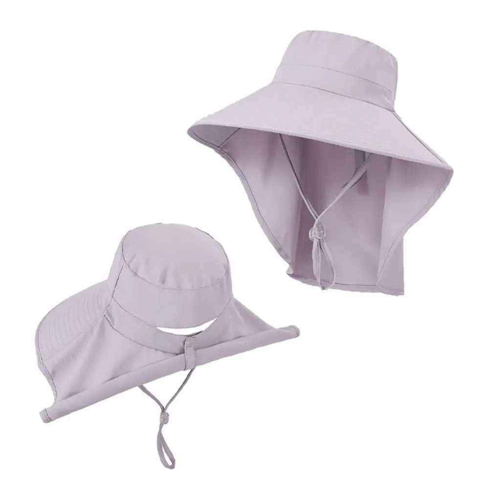 Summer Hats for Women Outdoor UV Anti Neck Protection Sun Visors for Lady Fishing Hiking Wide Brim Shawl Sunscreen Ponytail Cap W250217