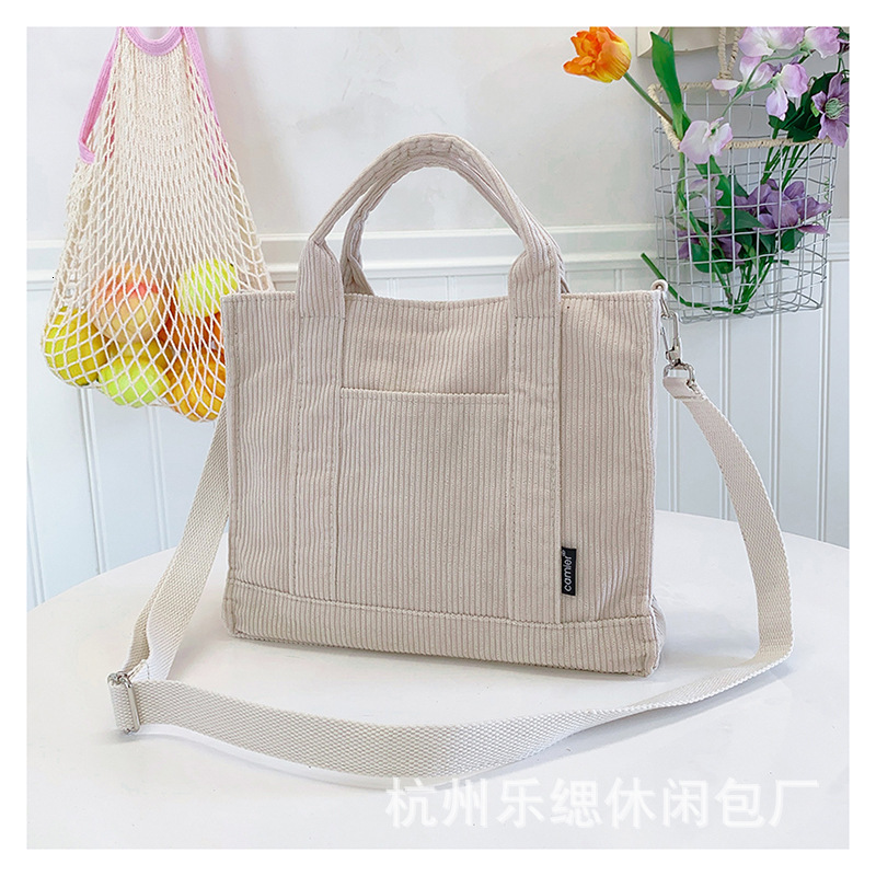 Bag Women's Corduroy New Handbag Dual-Use Crossbody Korean Minimalist Tote Harajuku Class Commuting Bag