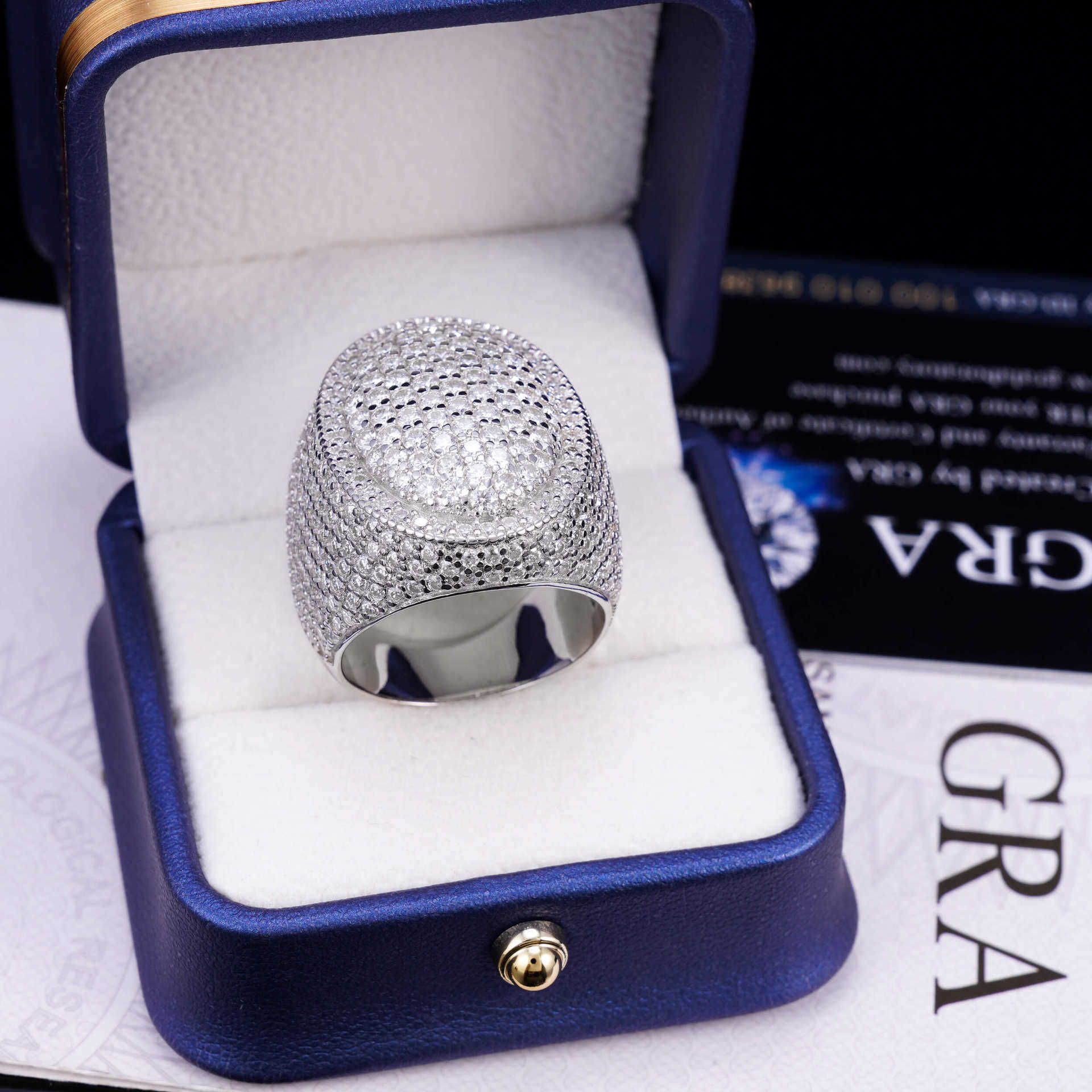 Diamond Hair Hip Hop S925 Silver Set D-Color Moissando Ring for Men and Women Ins Fashion Trend Full Diamond