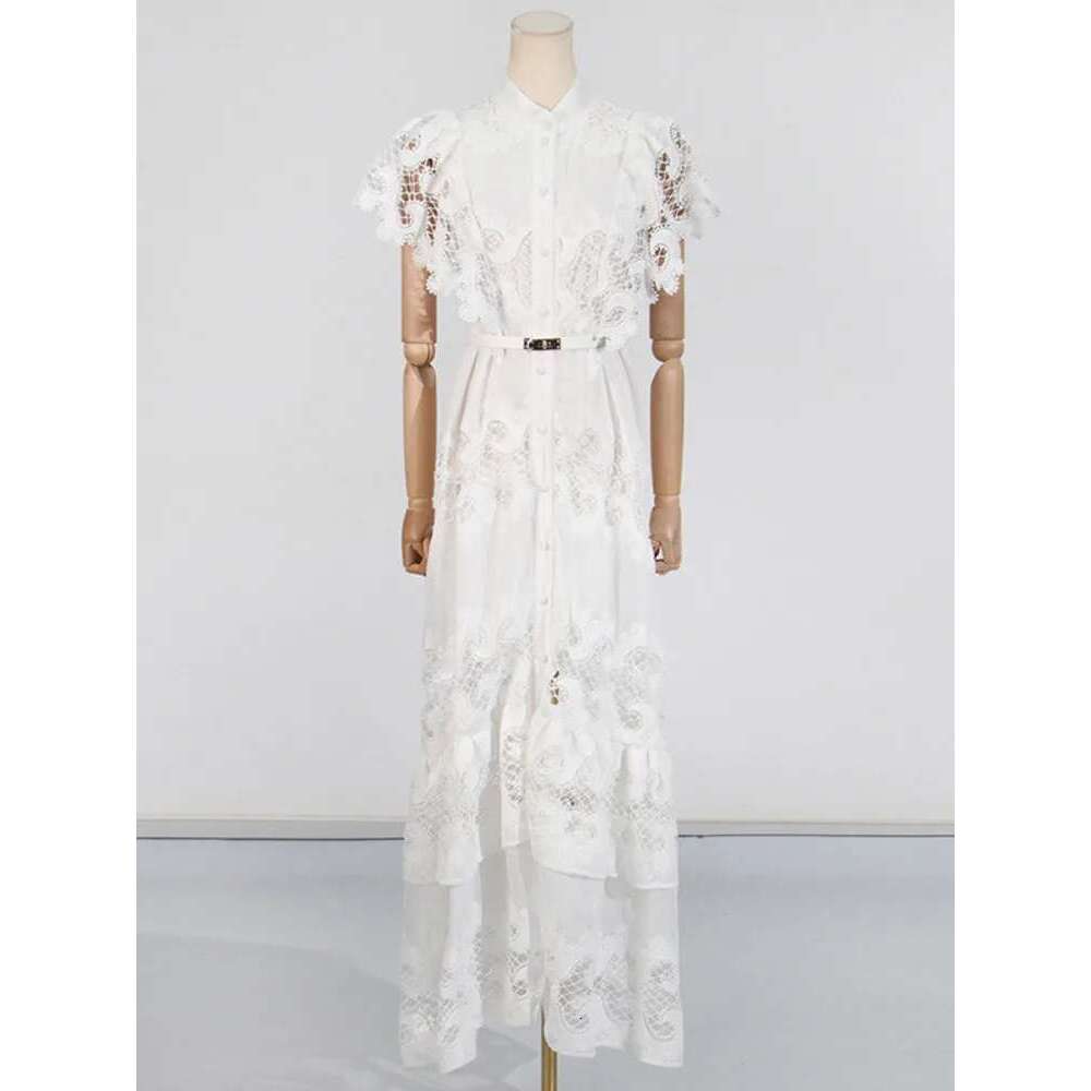 Elegant Women's Lace Splliced Dresses Round Neck High Waist Long Sleeve Slim Evening Dress Female Spring 2025 New