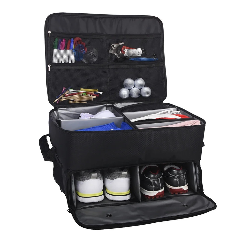 Golf Trunk Organizer Waterproof Car Golf Shoes Bag with Large Golf Storage Box for Shoes Balls Tees Clothes Gloves Accessories 250214
