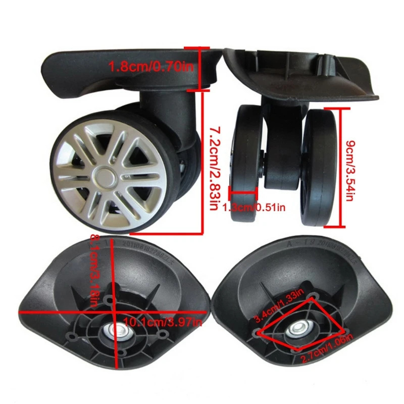 1 pair A19 Replacement Luggage Brake Wheels Repair Accessories Universal Luggage Mute Wheel for Travel Suitcase Luggage 250214