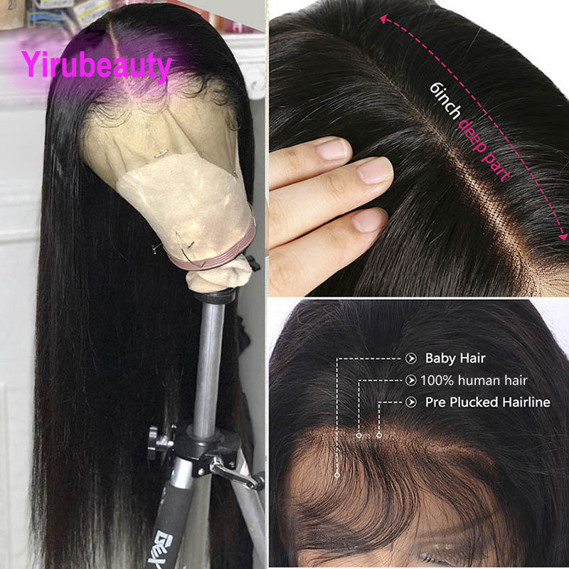 HD Lace Front Wig 5X5 Closure Wigs Brazilian Peruvian 100% Human Hair 10-34inch Indian Straight Natural Color