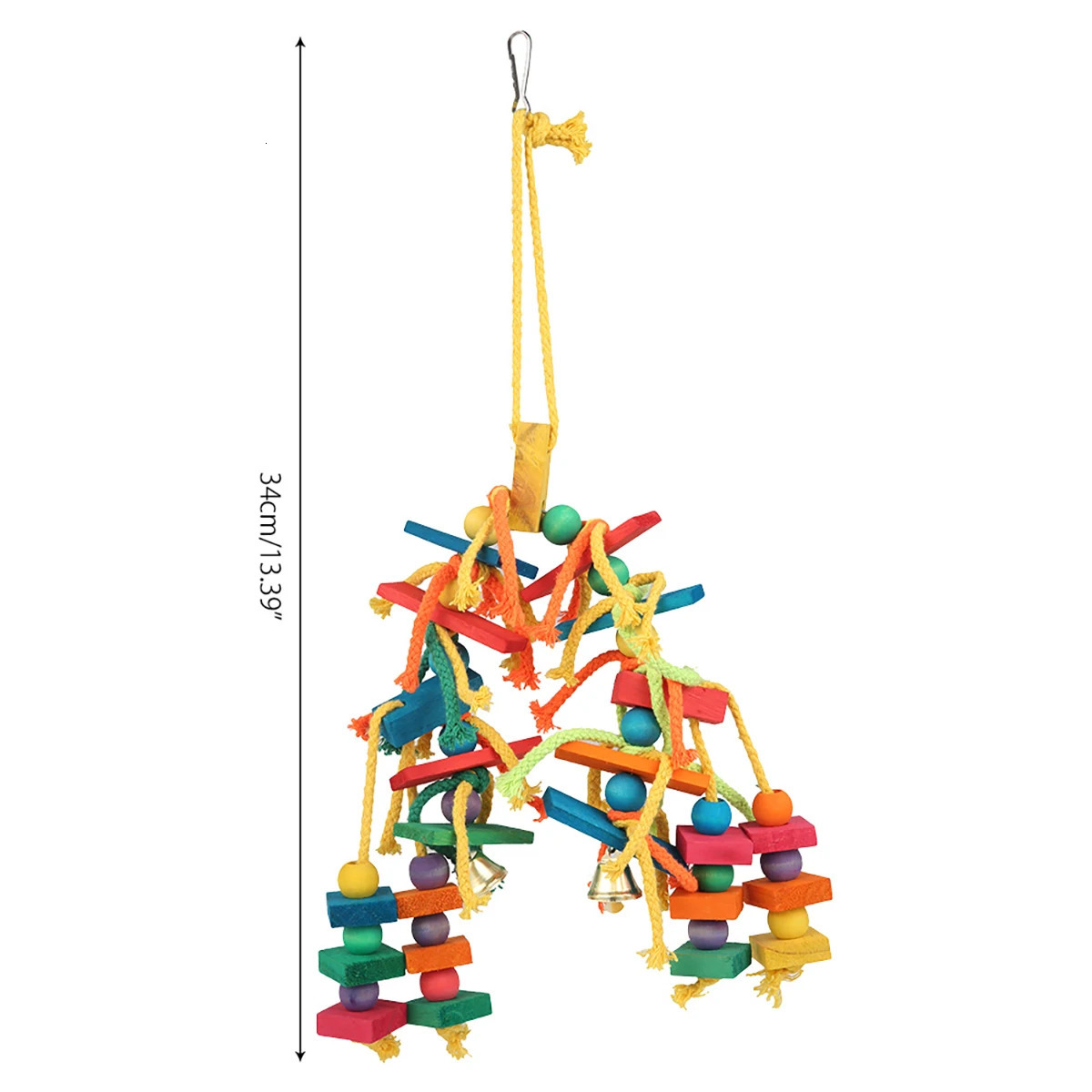 Safe Parrot Chew Toy with Hook Colorful Wooden Beads Ropes Natural Blocks Tearing Toys for Small Medium Birds Mini Macaw 250206