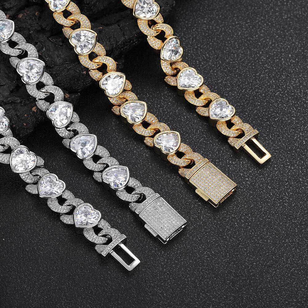 Hip Hop 12mm Love 8-e Cuban Chain Zircon Necklace Popular Jewelry Men's Bracelet