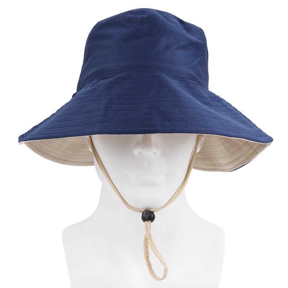Double-sided Foldable Bucket Hat for Women Girls Summer Sun Hat Fisherman Visor Cap Anti-UV Wide Brim Sunscreen Hats Cotton Caps W250217