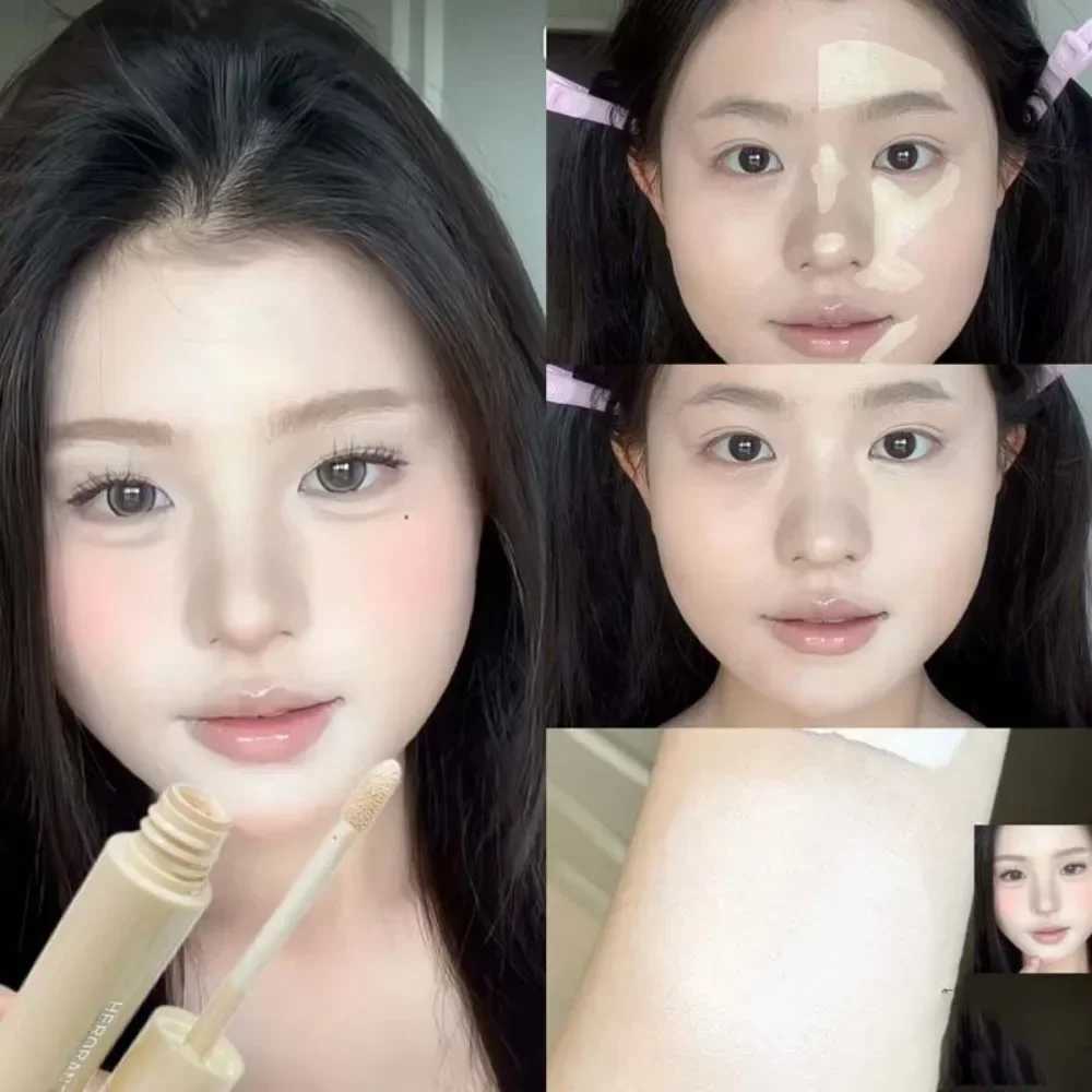 Double head liquid contour stick cold gray with brush waterproof face nose shadow 3D highlight pen concealer makeupW250217