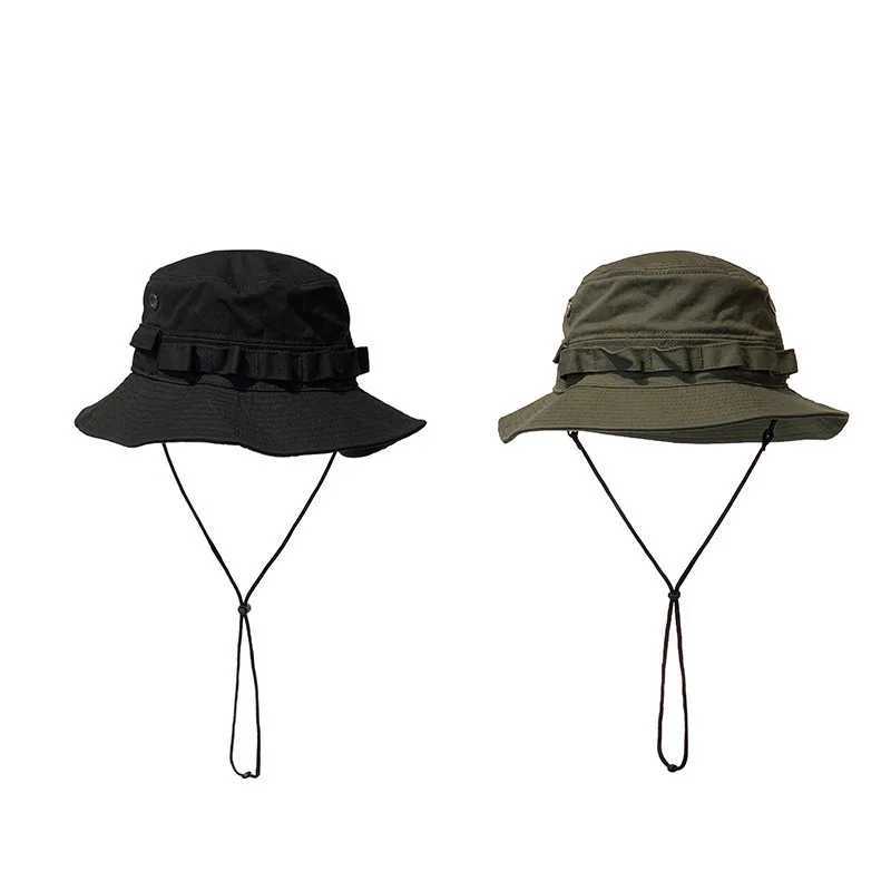 Newest Four Seasons Cotton Solid Bucket Hat with Small Pocket Fisherman Hat Outdoor Travel Sun Cap for Men and Women W250217