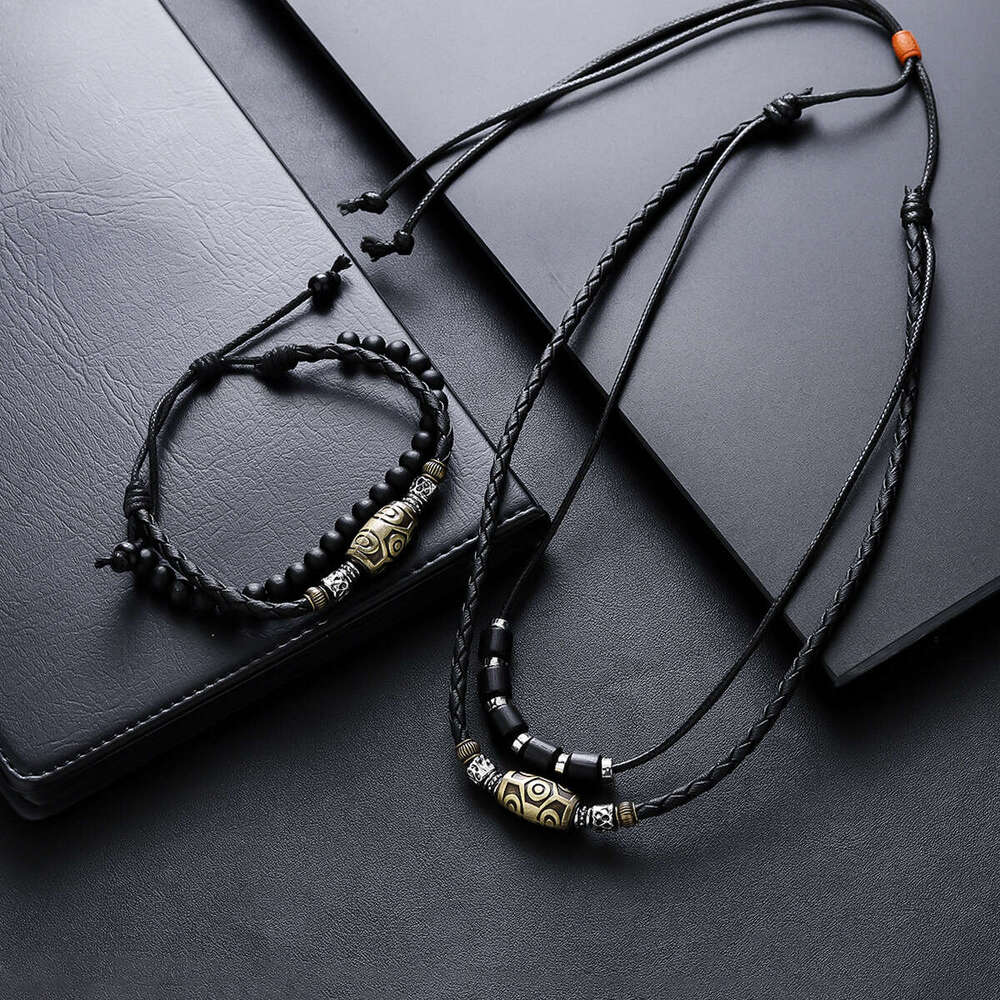 Tianzhu Tibetan Blue Necklace, Male Personalized Woven Wax Rope, Ancient Pendant, Collar Chain, High end Accessories, Female Jewelry