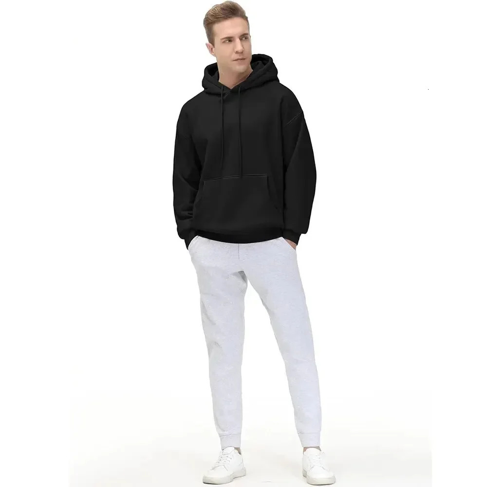 SpringFall Mens and womens plain blackgrey hooded sweatshirts Street wear Running Casual loose hoodie pullovers 250214