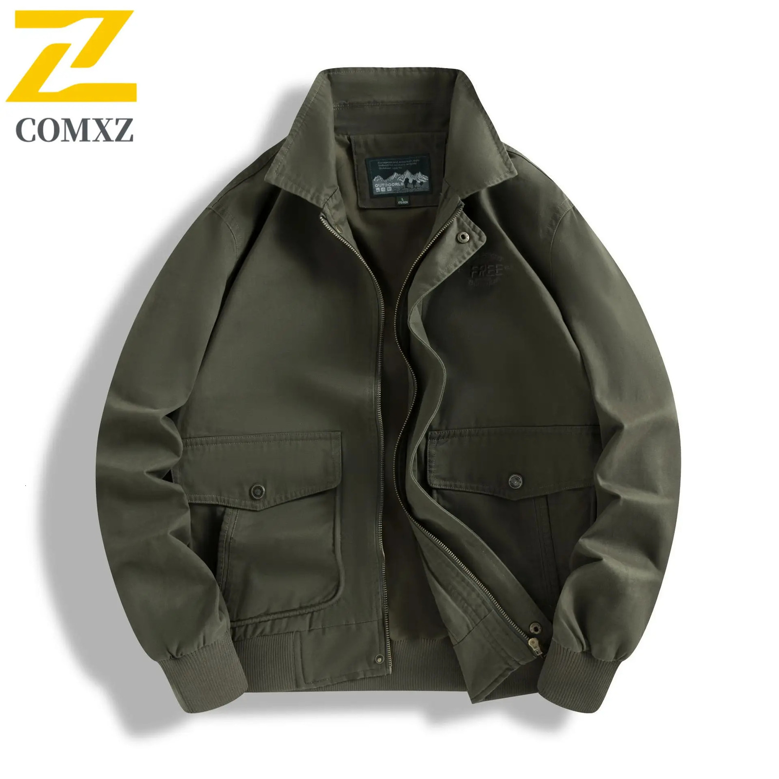 Autumn Jackets Mens Fashion Casual 100% Cotton Lapel Windproof Coat Male Hiking Outdoor Camping MultiPocket Work Jacket 250210