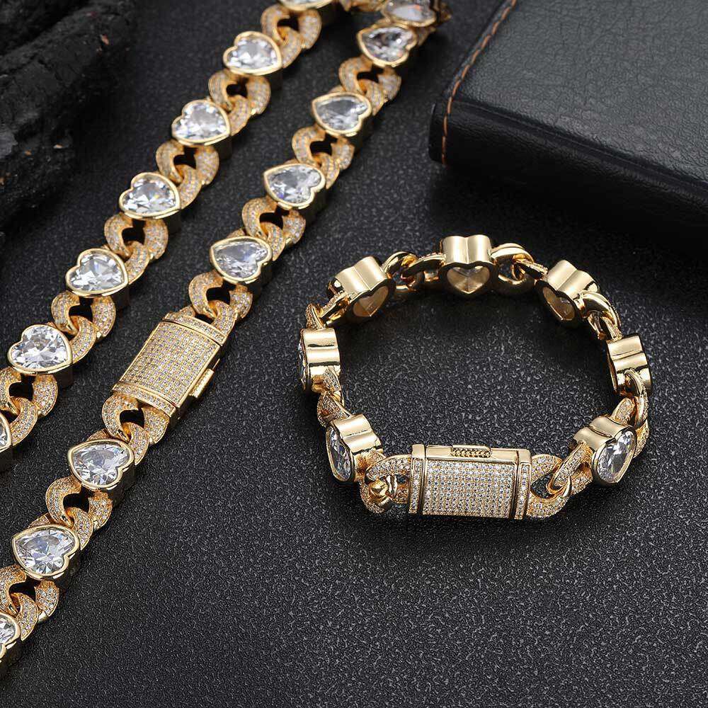 Hip Hop 12mm Love 8-e Cuban Chain Zircon Necklace Popular Jewelry Men's Bracelet