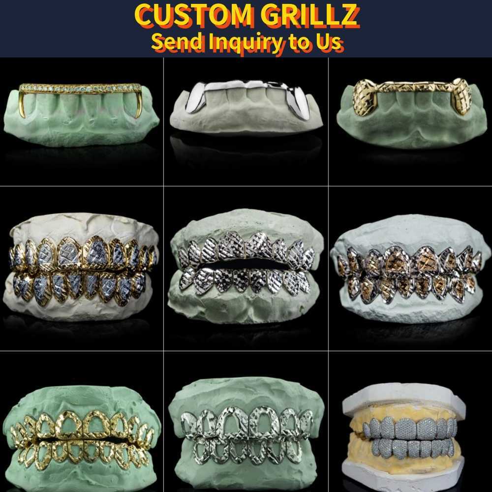 Luxury Brand Jewelry Custom Vvs Moissanite Grillz Hip Hop Iced Out Diamond 10K 14K 18K Gold 925 Silver Custom Grillz for Teeth