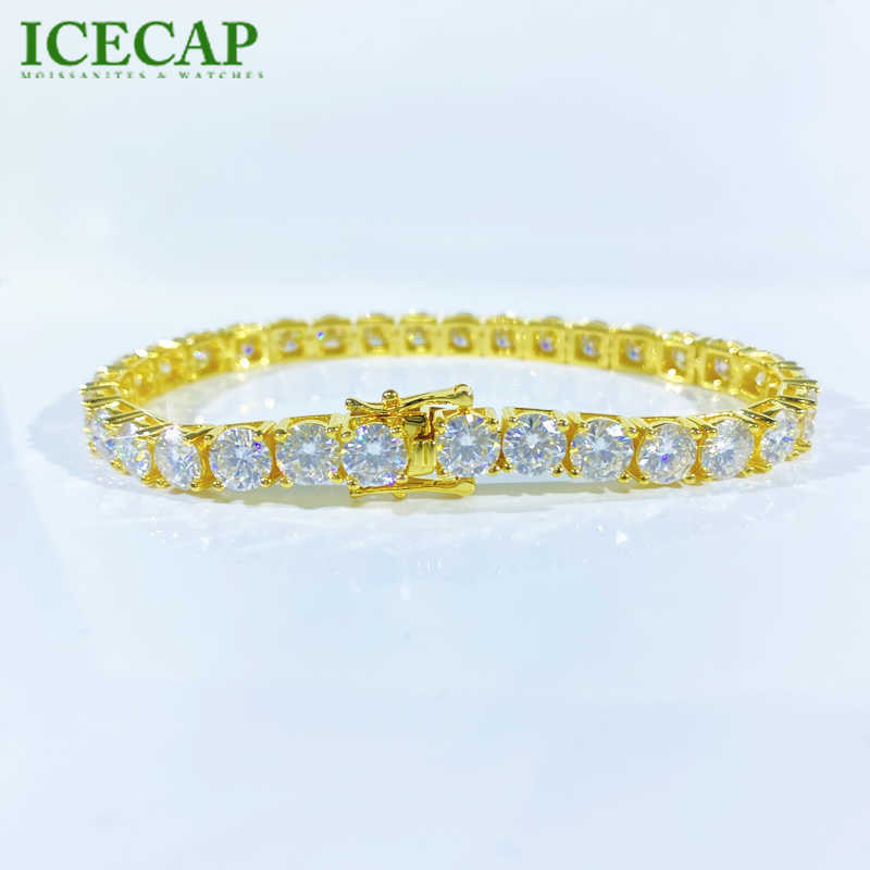 18k Gold 6mm D VVS Moissanite Tennis Chain Solid Silver Hiphop Diamond Tennis bracelet Pass Diamond Tester Fine Jewelry