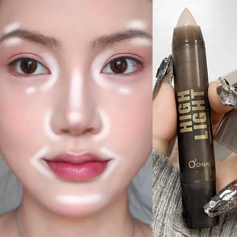Face Contouring Bronzer Stick Waterproof Highlighter Long Lasting Brightening Concealer Pencil Corrector 3D Nose Shadow MakeupW250217