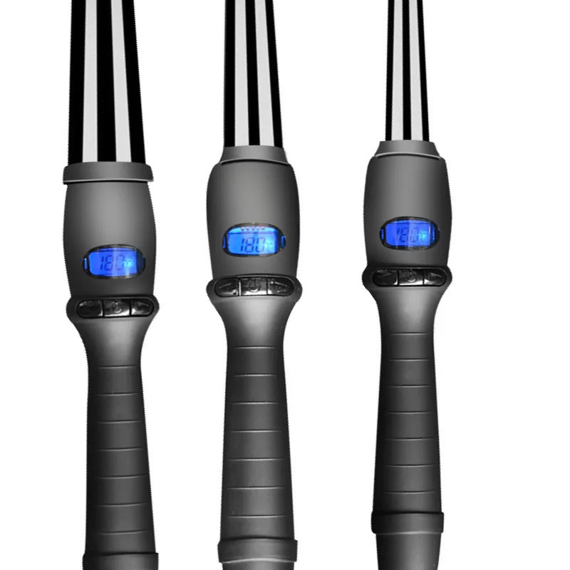 LCD curlers conical curling iron single tube ceramic glaze pear flower cone electric hair curly hair 250214