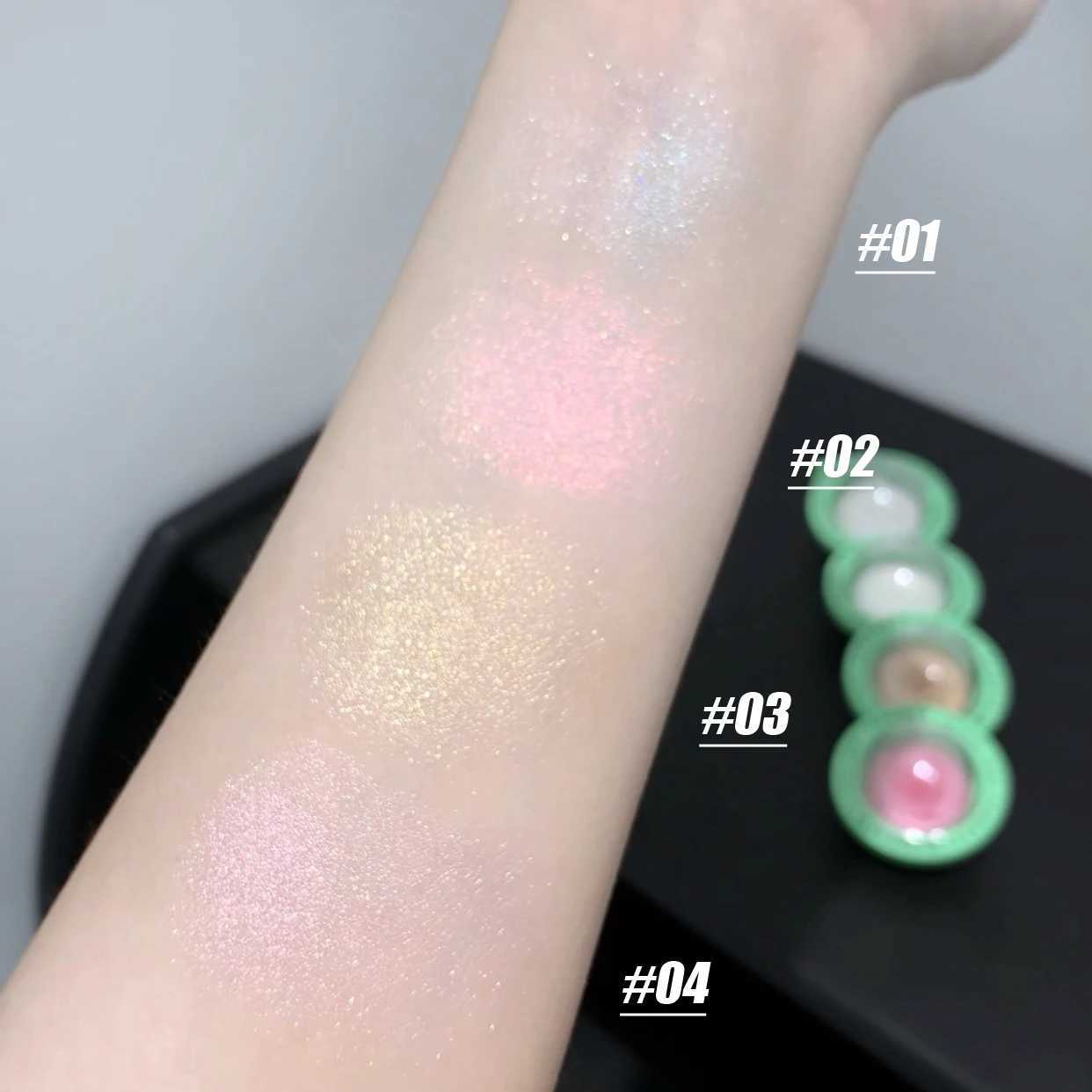 Glitter Highlighter Palette High-gloss Powder Shimmer Face Body Brightening Natural White Pink Mashed Potato Eyeshadow MakeupXJ250217