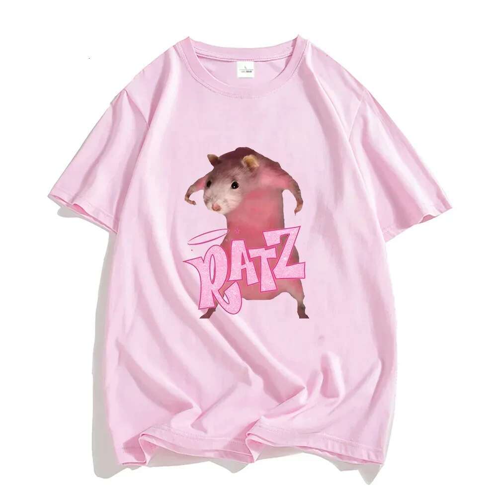 Ratz Mouse Cartoon Printed Fashion Women's Short Sleeved Tops Tshirt Casual Kawaii Summer O-neck Designer T Shirt Cute Men's Soft Shirt T-sh