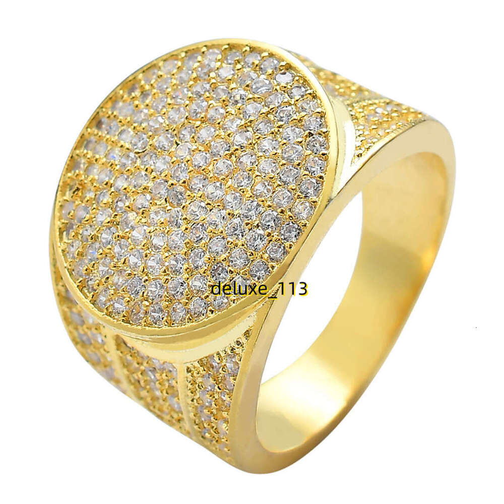 Real electroplated micro inlaid Moissanite hip-hop hiphop men's personalized gold ring