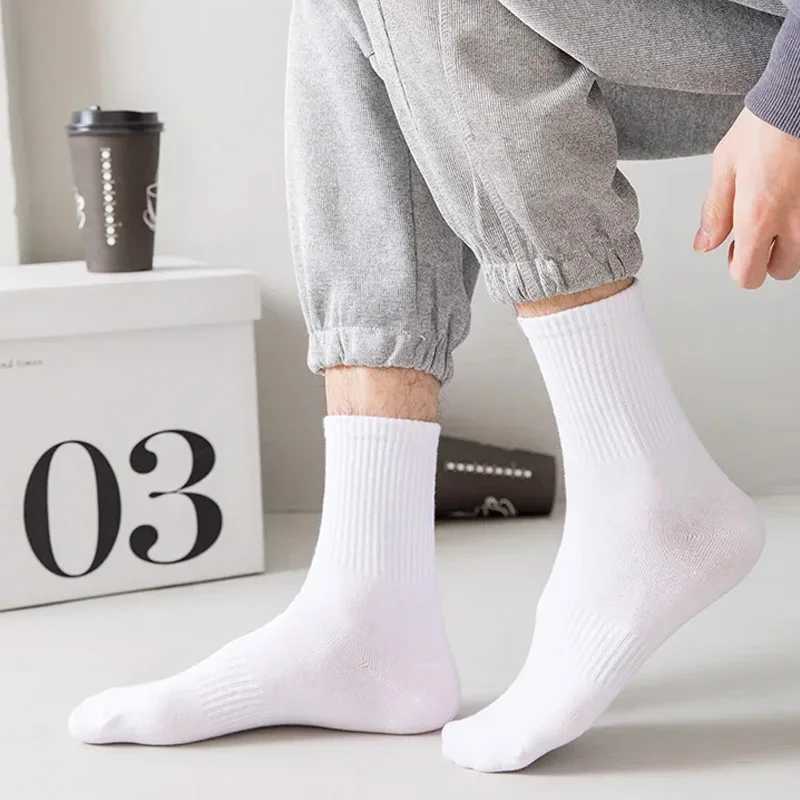 5Pairs Brand Men Cotton New Style White Socks Men Soft Breathable Sports Long socks Summer Winter for Male Socks Plus Size W250217