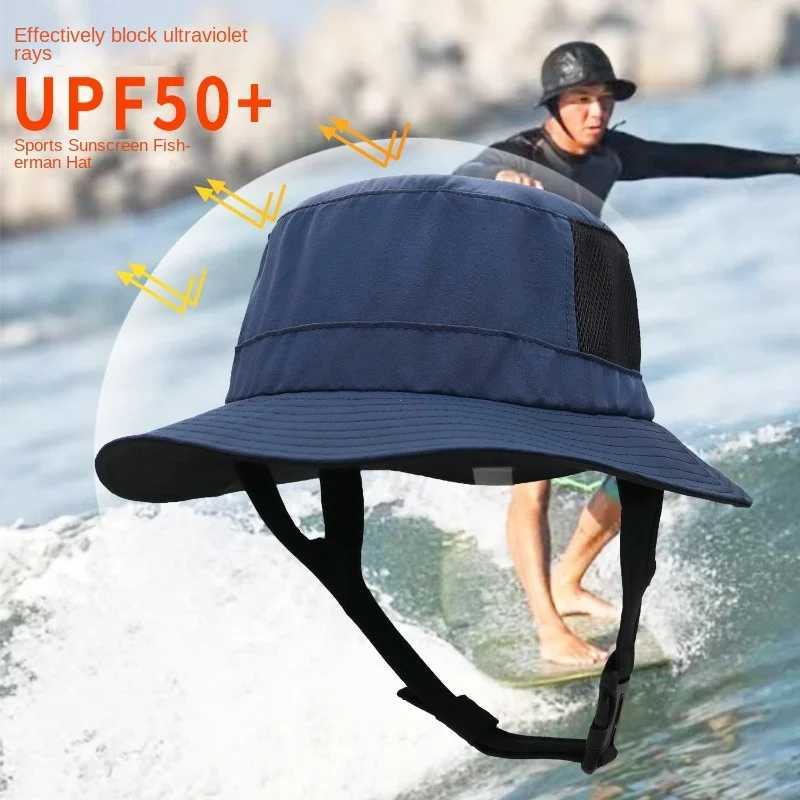 UPF50+ Beach Surf Bucket Hat Mesh Breathable Sun Hat Men Women Outdoor Fishing Cap Bottom Adjustable Cap Water Sport Cap Hat W250217