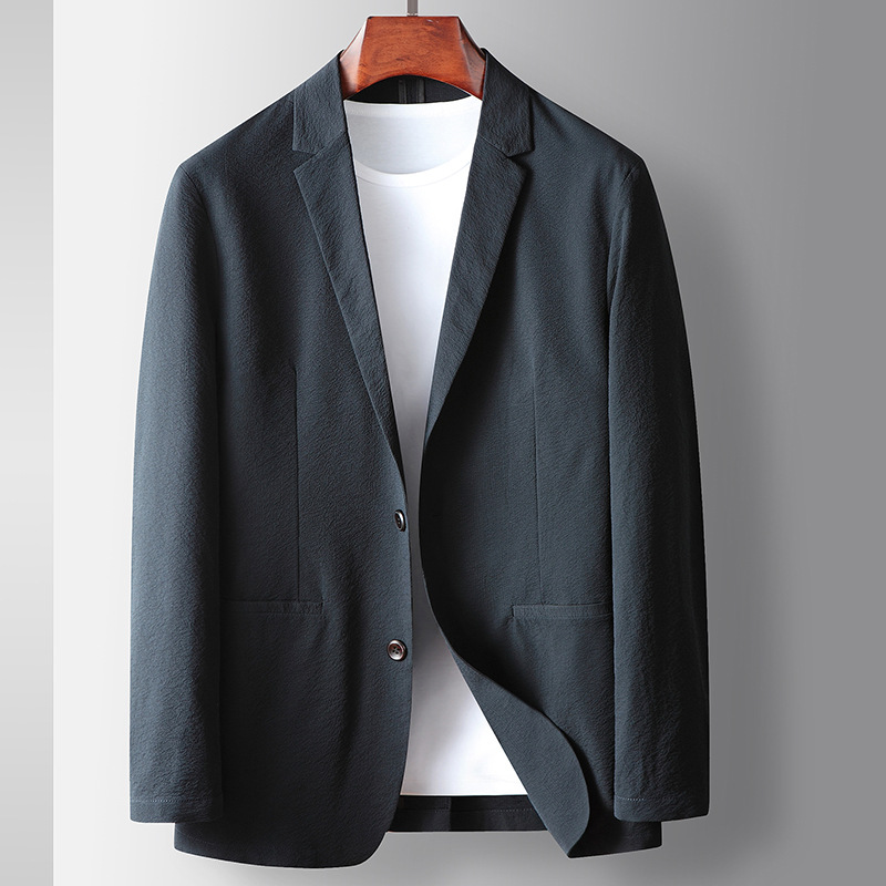 X2181Men's casual suit 2025 spring and summer slightly wrinkled elastic single western solid color for middle-aged and young people