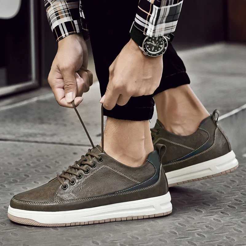 Leather Heightening Shoes for Men Insole 6cm 8cm H Casual Lift Height Shoes Man New Men Sneakers Elevator Shoes Cfortable Z250217