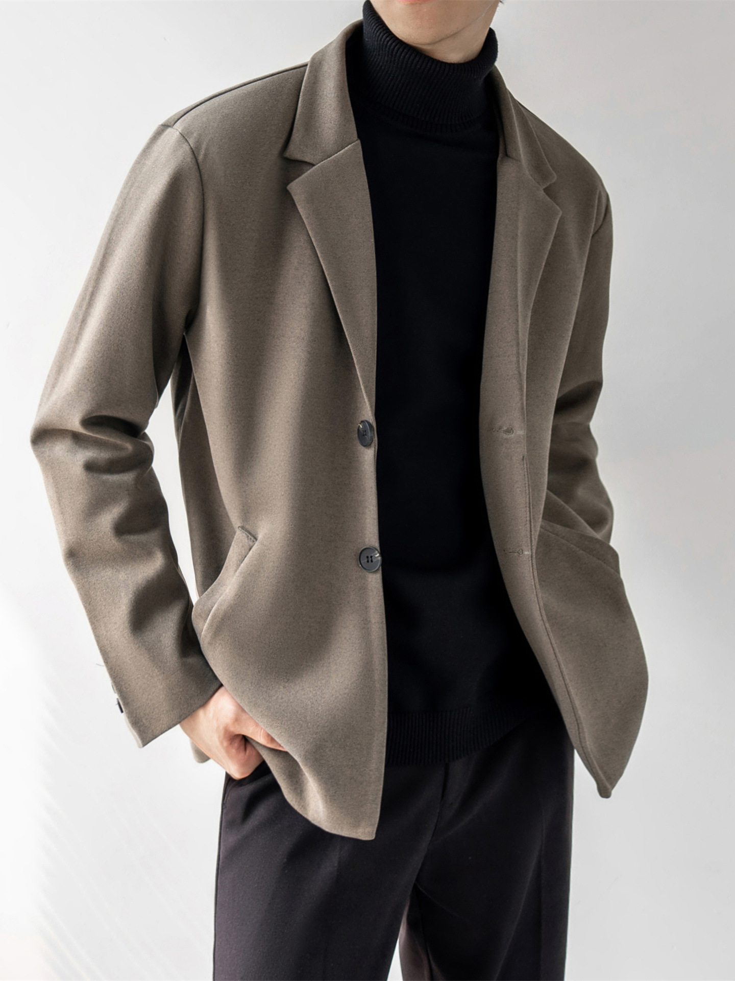 G2171Korean Inspired Men's Wool Overcoat - Comfortable and Stylish