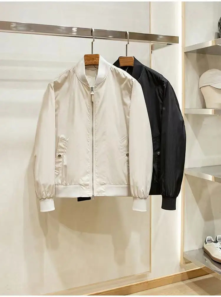 Simple and stylish spring mens baseball collar pilot jacket 250210