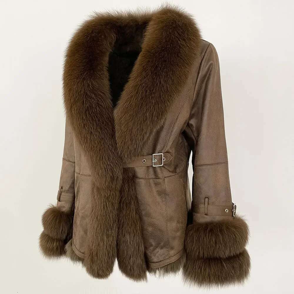 Raccoon Fox Collar Rabbit Jacket Thick Warm Outerwear Winter Women 2024 New er Real Fur Coat