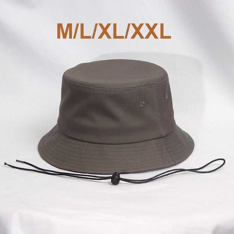 Four season cotton mens bucket hat large size XXL big head fisherman hat casual high-quality and fashionable W250217