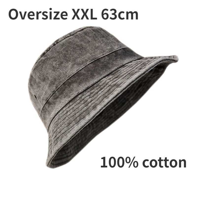 Oversize XXL 100% Cotton Bucket Hat Men Women Unisex Spring Summer Fisherman Hat Wide Brim Fishing Summer Sun Hat Outdoor Cap W250217