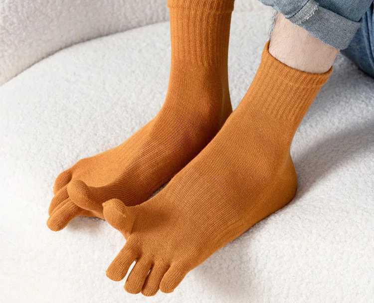 Five Finger Socks Split Toe Mens Mid tube Toe Socks Sweat-absorbing Five Finger Breathable Business Cotton Socks Office Socks W250217