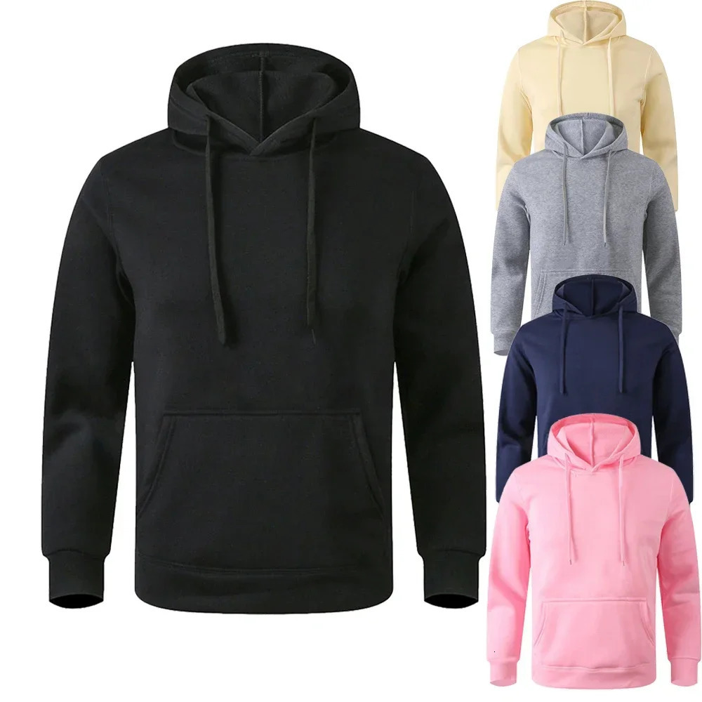 Fashion Autumn Fleece Hoodies Mens Womens Solid Color Winter Loose Sweatshirts Outdoor Sports Casual Hooded Pullover Unisex 250214