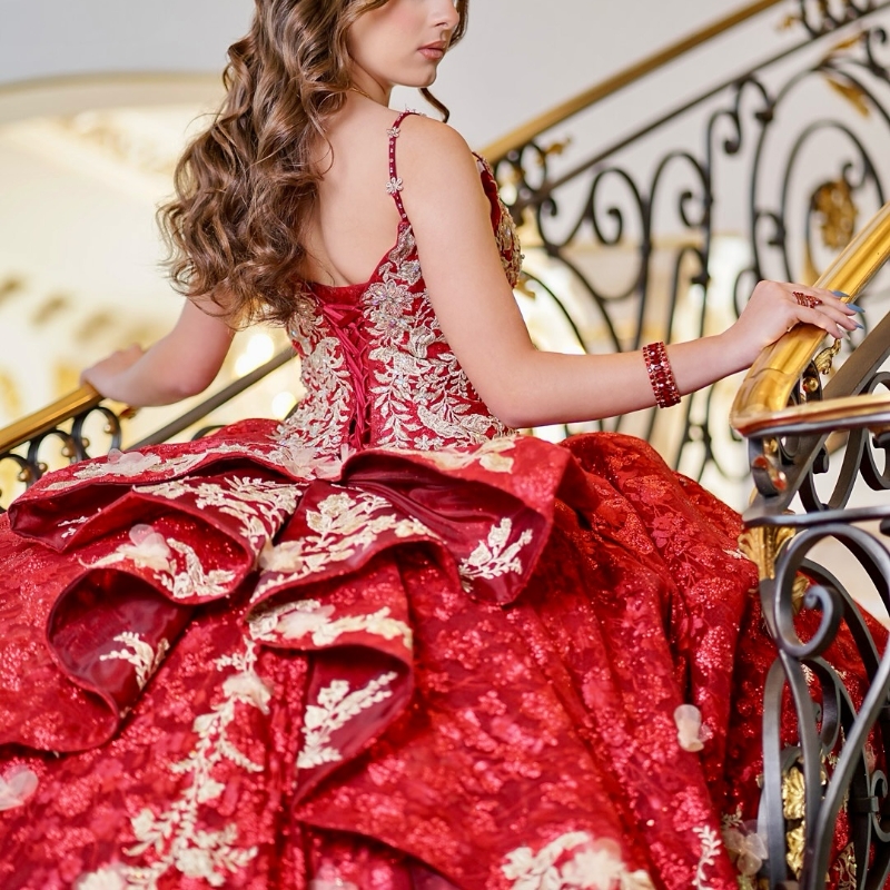 Red Shiny Quinceanera Dresses Ball Gown Spaghetti Strap Applique Lace Bow Beads Tull Party Birthday Sweet 16 Dress Vestidos 15 anos