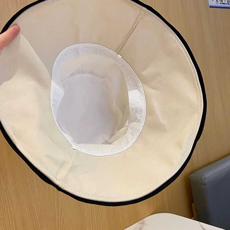 Womens Summer Bucket Hat Soft Cotton Strip Wide Brim Fishermans Hat Travel Beach Ladies Outdoor Folding Panama Basin Hat W250217