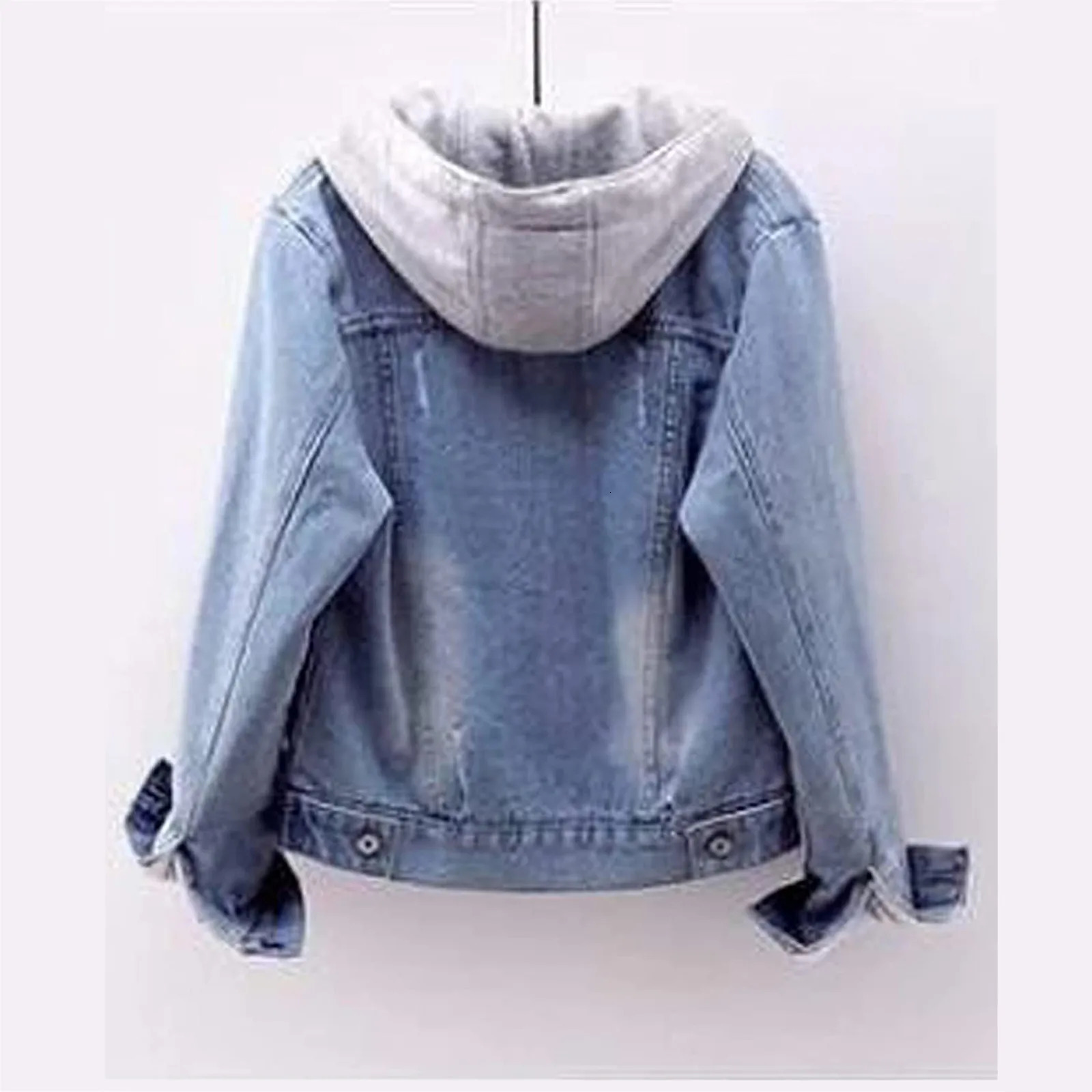 5xl Women Denim Chic Jacket Female Oversize Outerwear Loose Short Bf Hooded Jeans Coat Big Pocket Tops Spring Autumn 250213