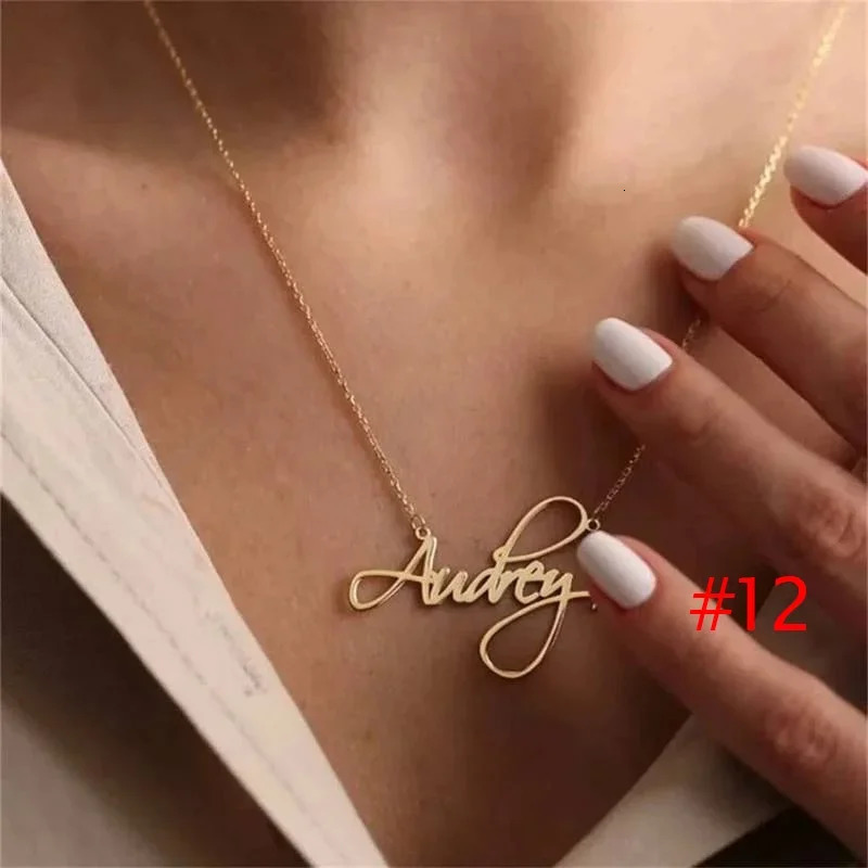 Customized Name Necklace for Women Gold Stainless Steel Jewelry Personalized Nameplate Pendant Cross Chain Choker Christmas Gift 250210