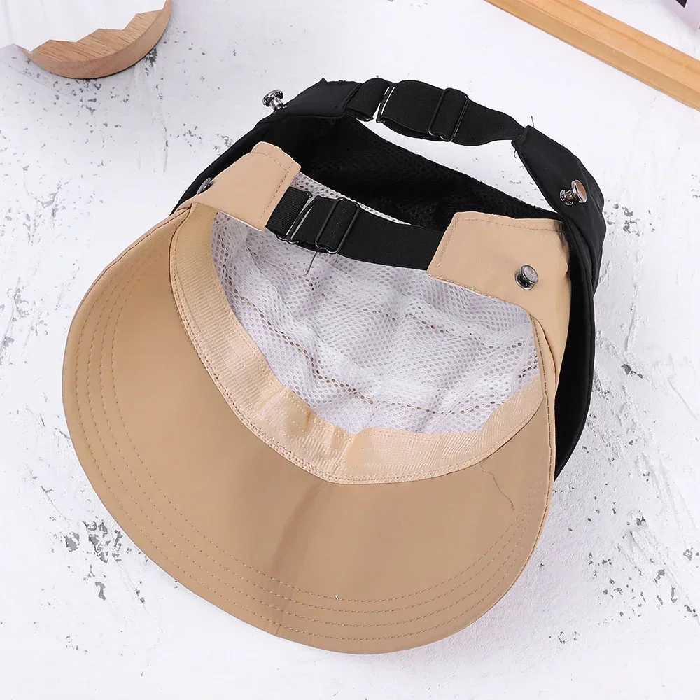 Outdoor summer wide Brim Sunhat womens sun hat foldable and adjustable beach bucket hat UV protection cover fishermans ponytail hat W250217