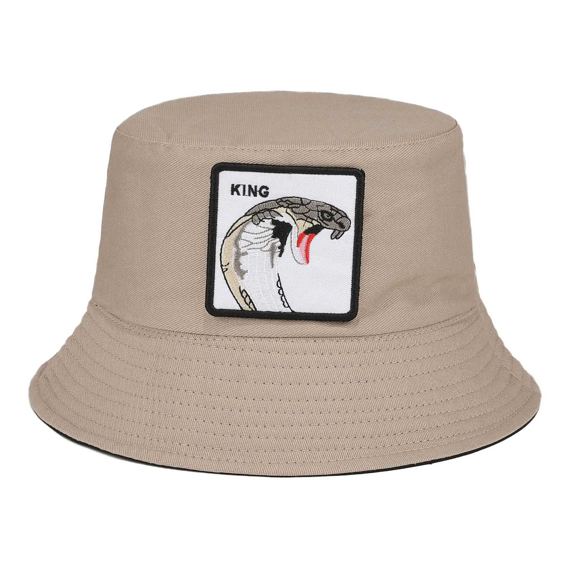 Animal Labeled Wide Brim Fisherman Hat Outdoor Travel Sunshade Basin Bucket Hat for Sun Protection Fishing Cap W250217