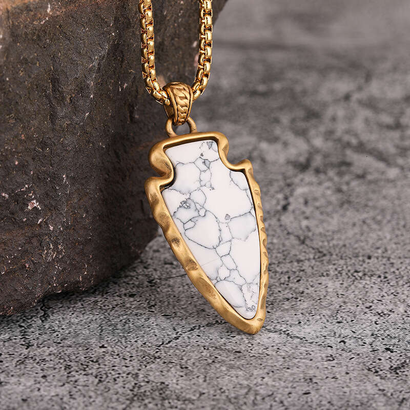 New Fashion Natural Stone with Nordic Viking Style Stainless Steel Men's Pendant Necklace