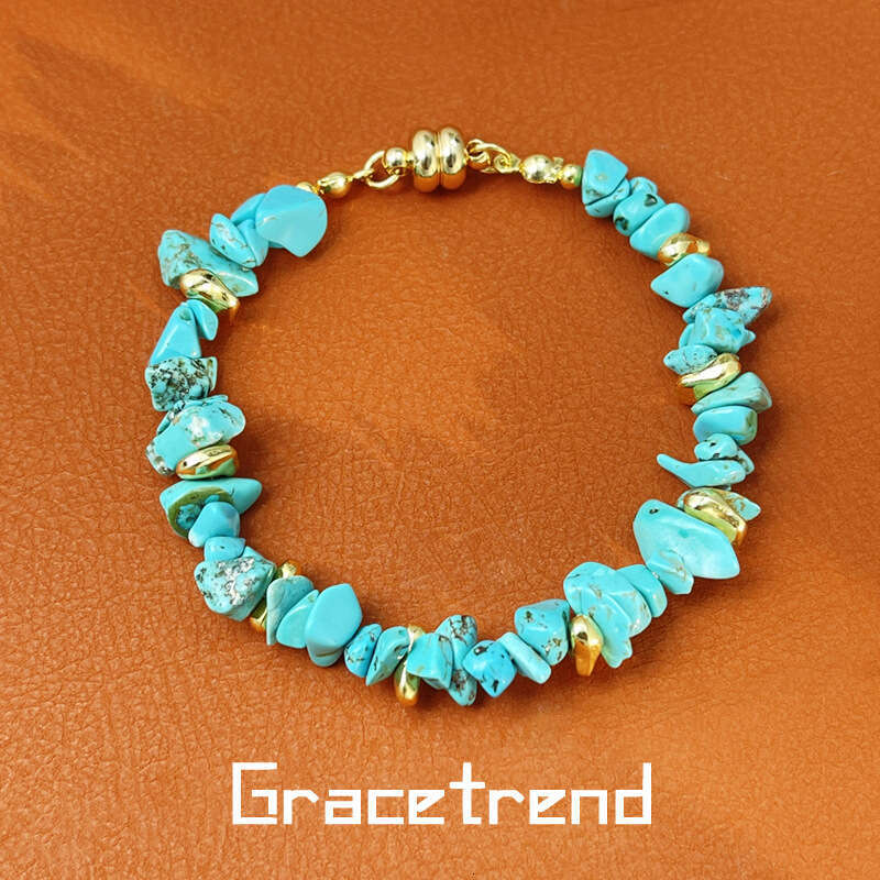 Turquoise stone bracelet necklace with niche design, high-end feel, heavy industry turquoise set