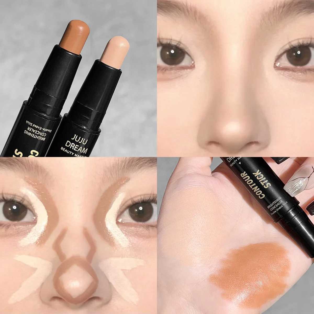 Dual-purpose Highlighters Contour Stick Matte White Brightening Trimming Nose Shadow Three-dimensional Facial Concealer CreamW250217