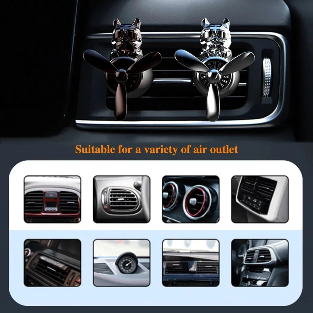 Car Fragrance Auto Air Freshener Cool Bulldog Pilot Rotating Propeller Air Perfume Flavoring Accessories 250214