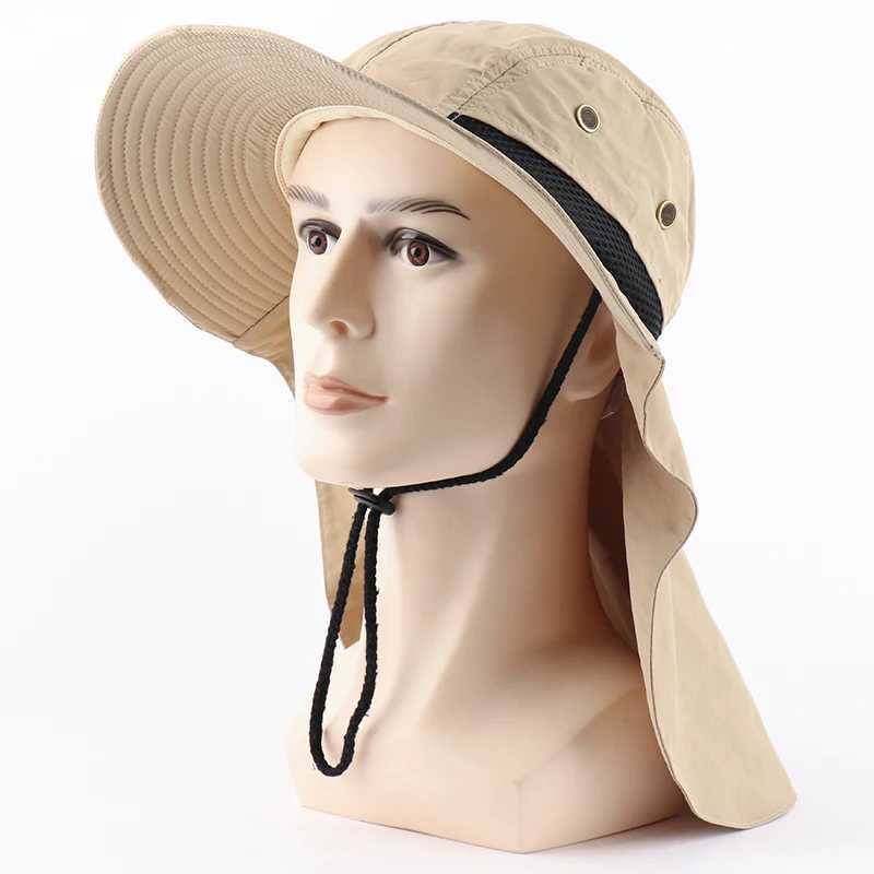 CAMOLAND Summer UPF50+ Sun Hats Women Mens Casual Boonie Hat With Neck Flap Outdoor Long Wide Brim Fishing Breathable Bucket Hat W250217