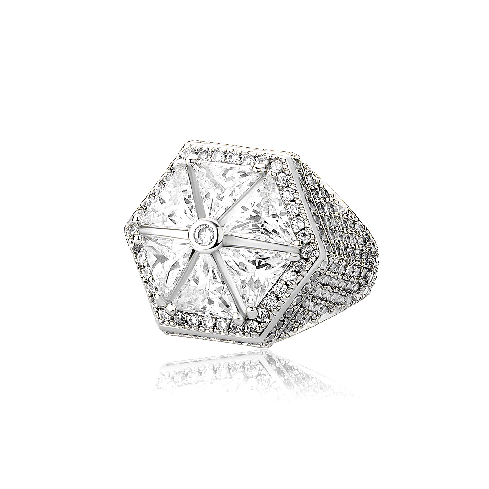 Hip Hop Lovely Candy Colored Hexagon Ring Real Gold Plated TopBling 5A T Zircon Jewelry