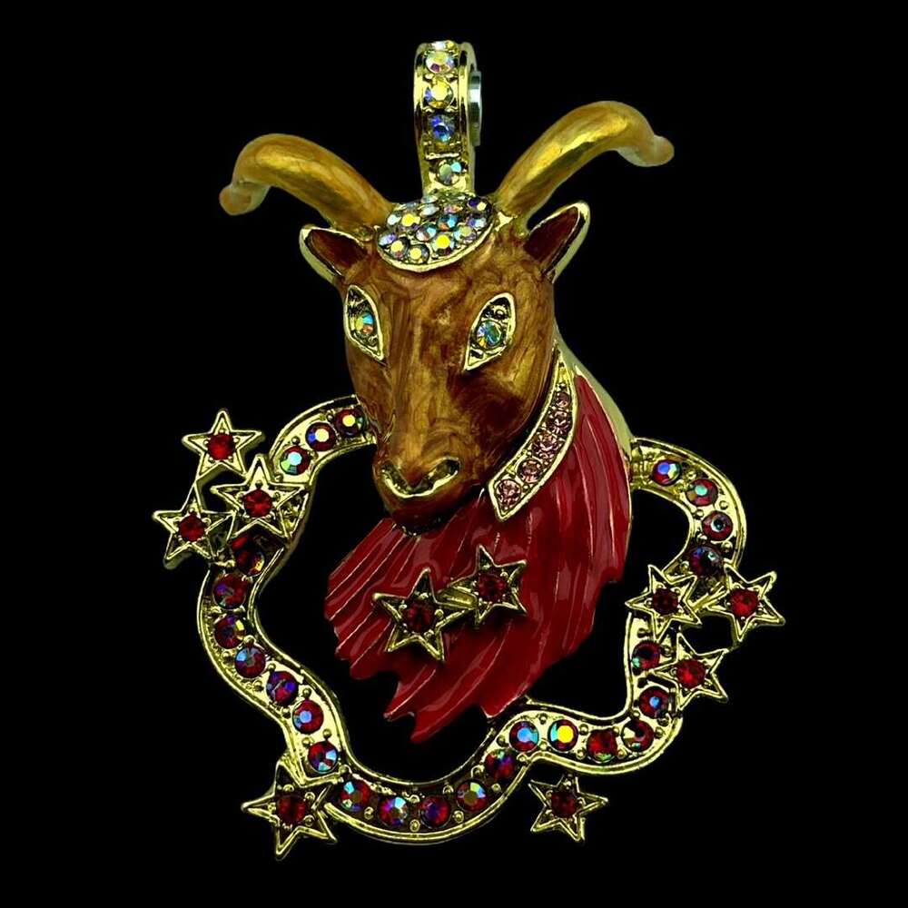 Vintage vintage enamel drop glazed Czech dia inlaid with twee constellations magnetic pendant