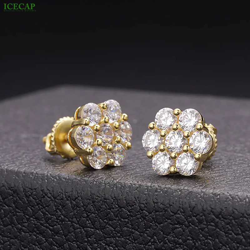 Icecap Fashion Jewelry 18K Gold Plated Wholesale Moisanne Diamond Earrings Lovely Gift For Girls Party Western Wedding Earring